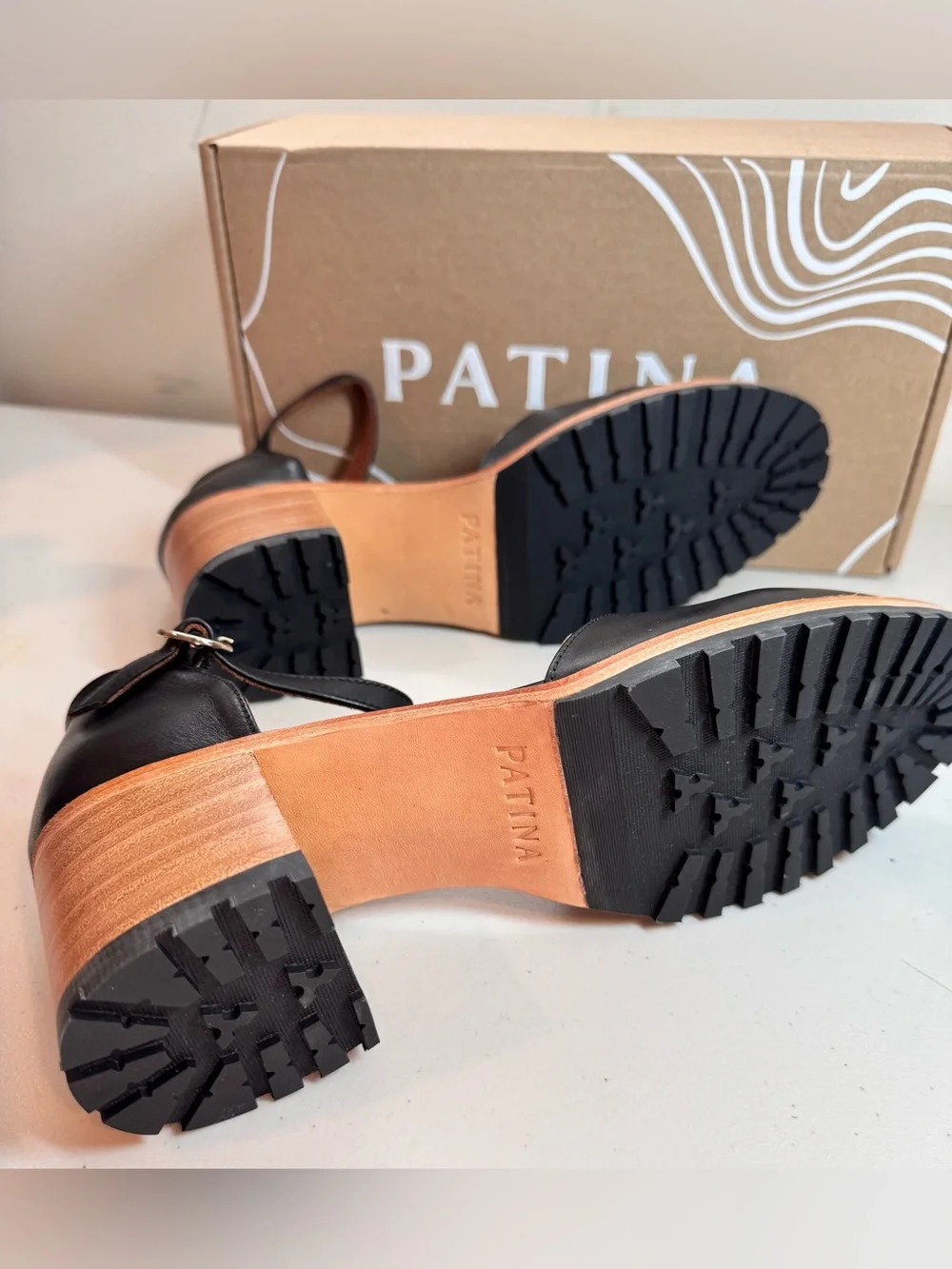Portland Leather Goods Black Heeled Mary Jane Women’s Shoe—Patina branded